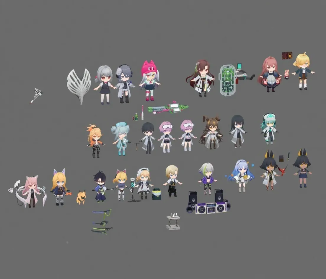 3d模型Q版日韩风卡通手游戏模型人物武器fbx手绘贴图maya角色max