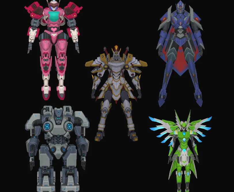 游戏动画素材 c4d机甲高达人物模型 科幻角色fbx绑定带动作3d动画