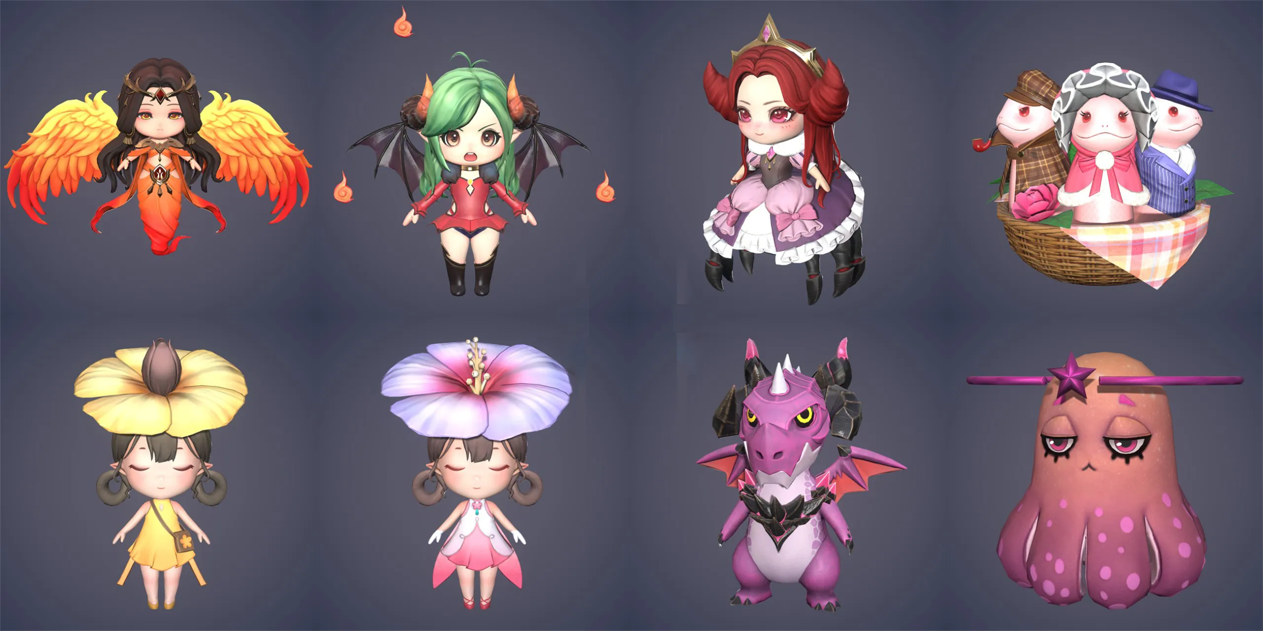 3DMAX次时代魔幻卡通Q版宠物小人合集3D动作模型带骨骼动画